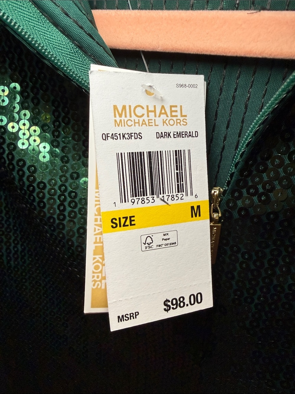 Michael Kors Emerald Green Sequin Mock Neck Top - Picture 6 of 9